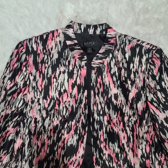 Kasper Women's Pink & Black Splotch Open Blazer Size 10 - Picture 3 of 9